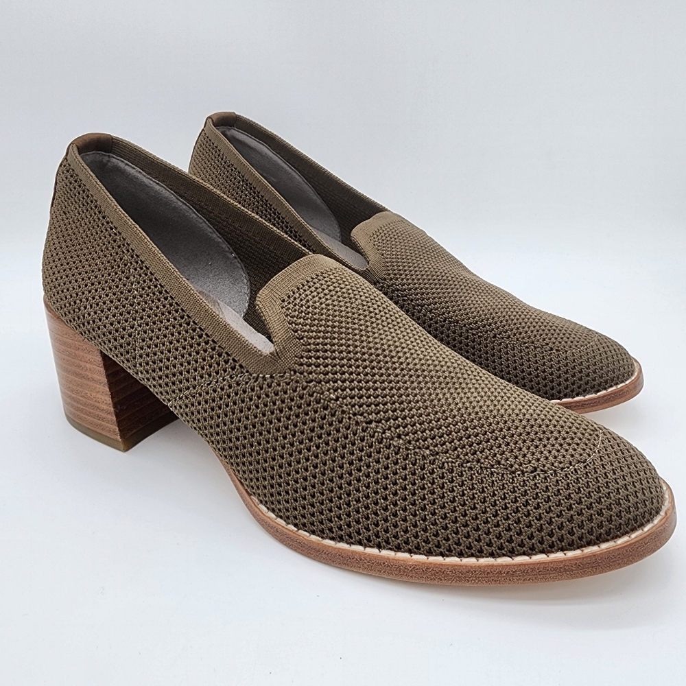 Eileen Fisher Dern Stretch Knit Loafer Pump Olive Green Size 9.5